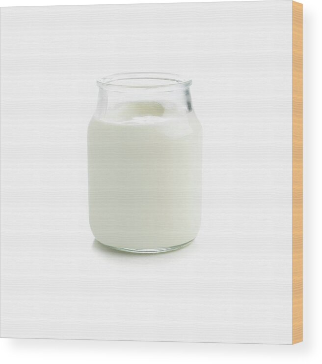 Close Up Wood Print featuring the photograph Jar Of Fresh Yoghurt by Science Photo Library