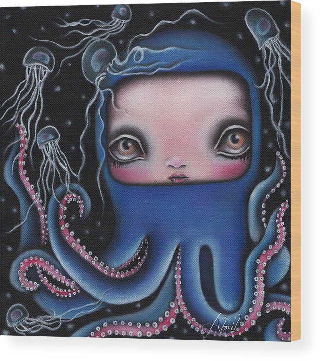 Octopus Wood Print featuring the painting Jolenta by Abril Andrade