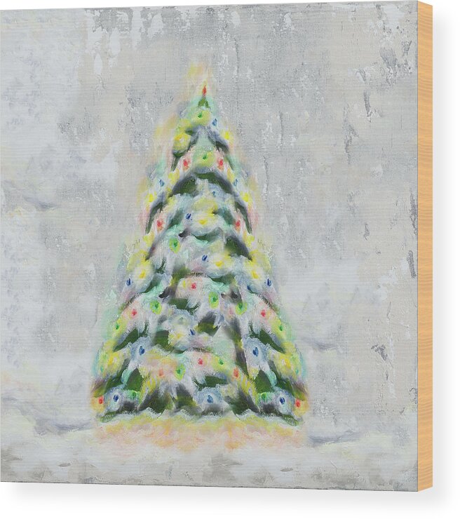 Jolly Wood Print featuring the digital art Jolly Christmas Tree by Tiffany Hakimipour