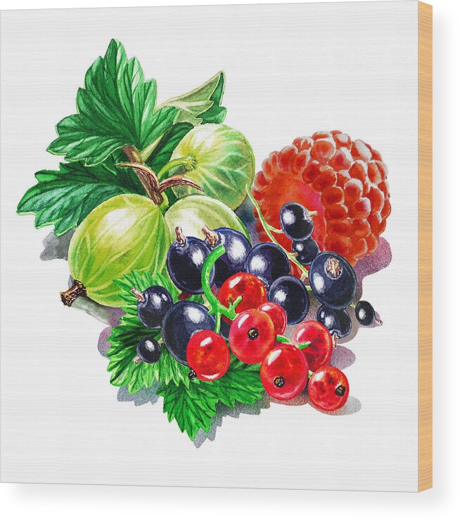 Juicy Wood Print featuring the painting Juicy Berry Mix by Irina Sztukowski