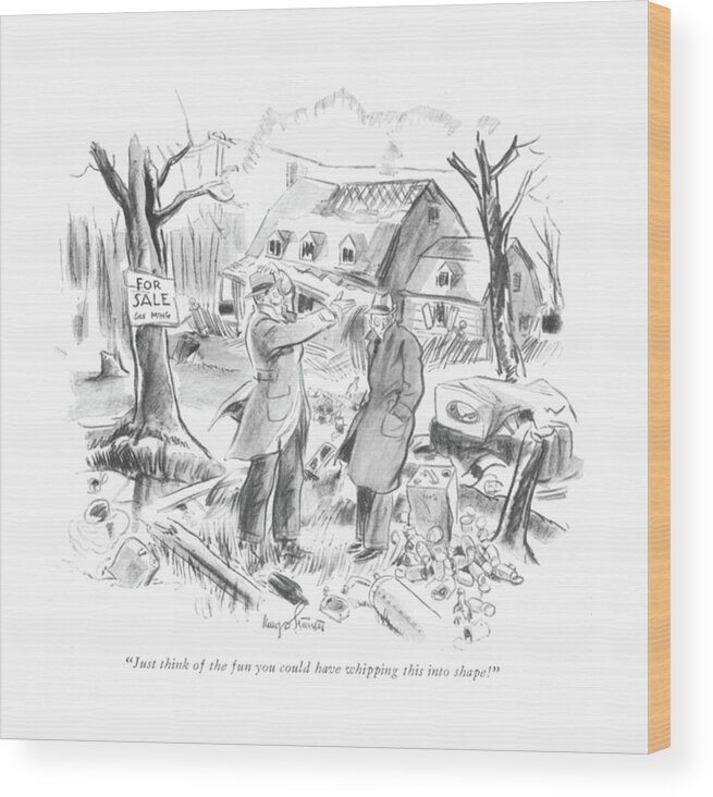 104709 Kst Kemp Starrett Wood Print featuring the drawing Just Think Of The Fun by Kemp Starrett