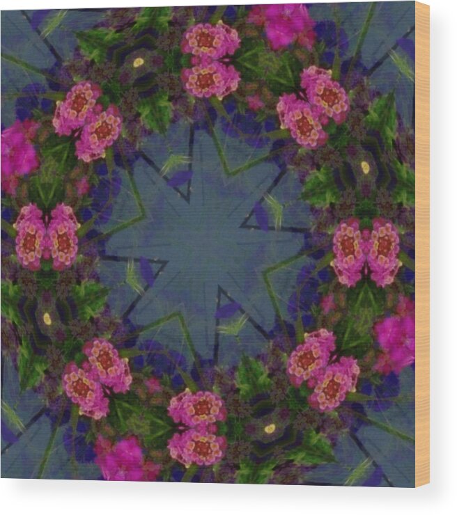 Kaleidoscope Wood Print featuring the photograph Kaleidoscope Lantana Wreath by Cathy Lindsey