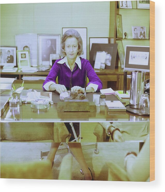 Interior Wood Print featuring the photograph Katherine Graham In Her Office by Horst P. Horst