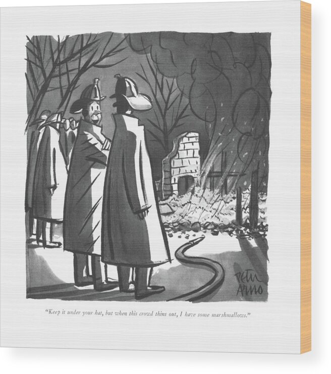 109485 Par Peter Arno Wood Print featuring the drawing Keep It Under Your Hat by Peter Arno