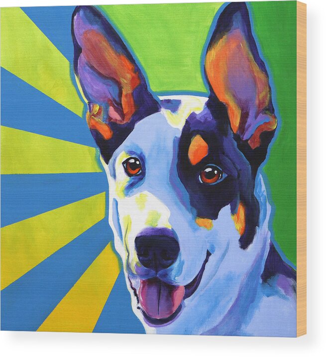 Kelpie Wood Print featuring the painting Kelpie - Oakey by Dawg Painter