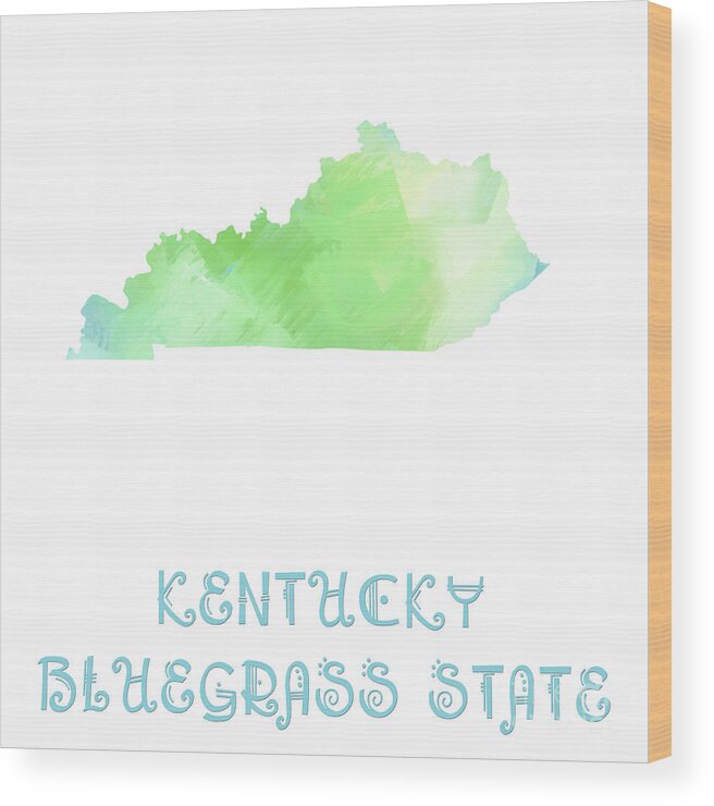 Andee Design Wood Print featuring the digital art Kentucky - Bluegrass State - Map - State Phrase - Geology by Andee Design