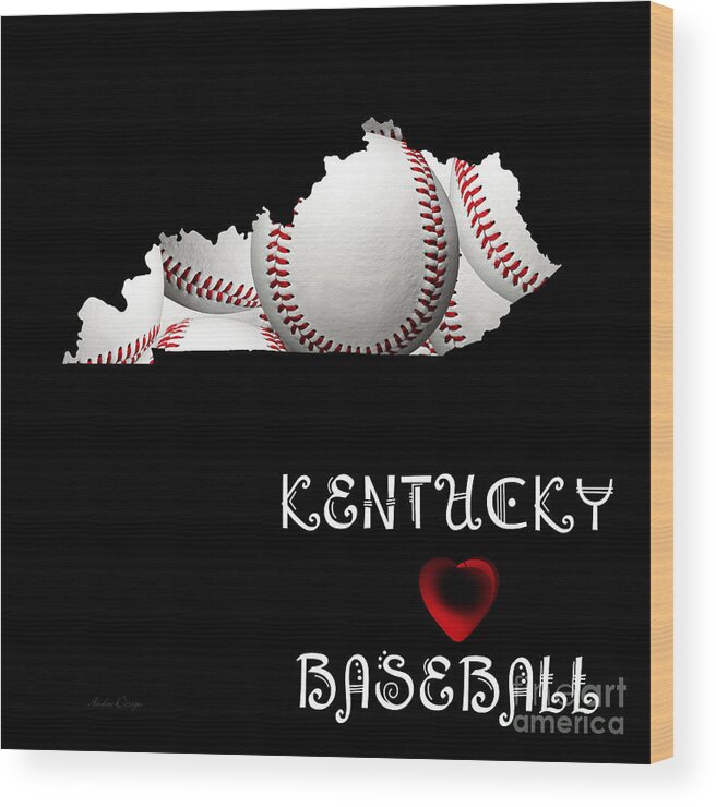 Andee Design Wood Print featuring the digital art Kentucky Loves Baseball by Andee Design