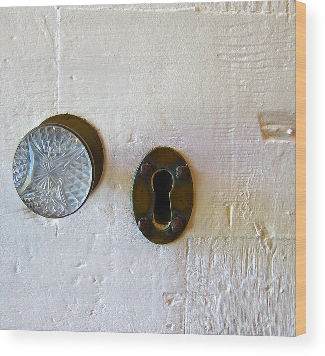 Knob. Key. Hole Wood Print featuring the photograph Knob and Key Hole by Pat Exum