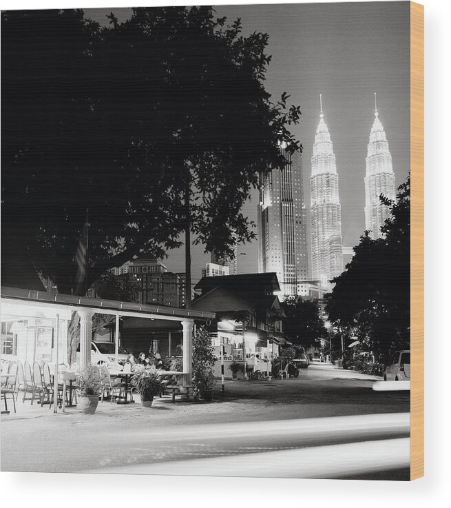 Petronas Towers Wood Print featuring the photograph Kuala Lumpur Night by Shaun Higson