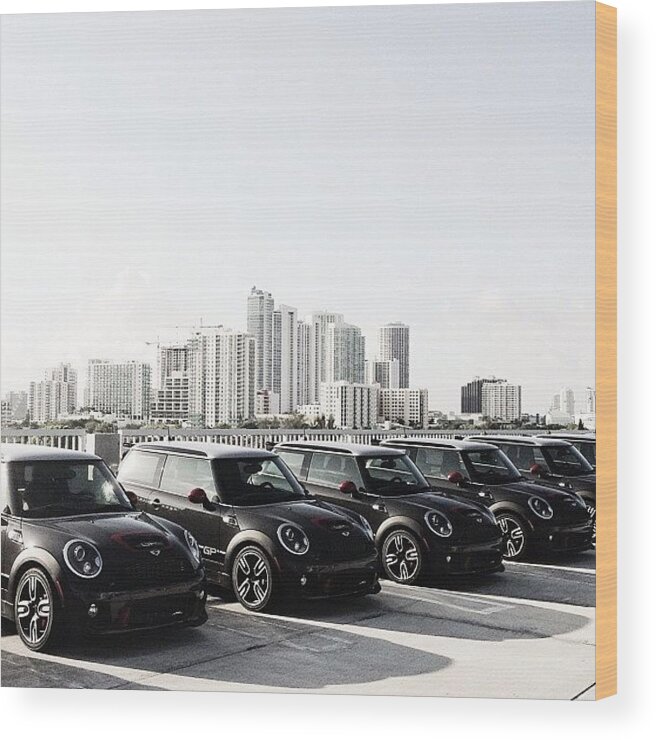 Miami Wood Print featuring the photograph la Familia #miami #minicooper by Ivan Nava