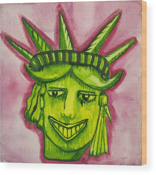 Lady Liberty Wood Print featuring the painting Lady Liberty Tillie by Patricia Arroyo