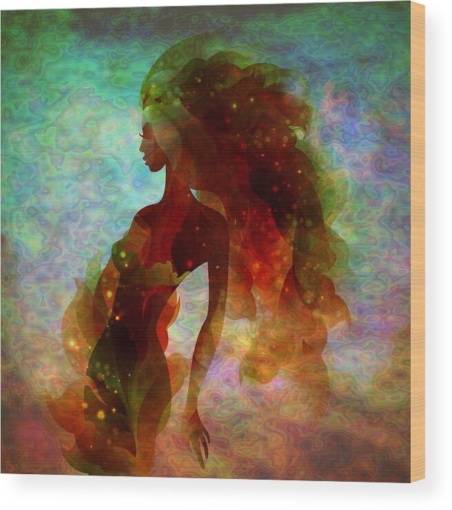 Woman Wood Print featuring the digital art Lady Mermaid by Lilia D
