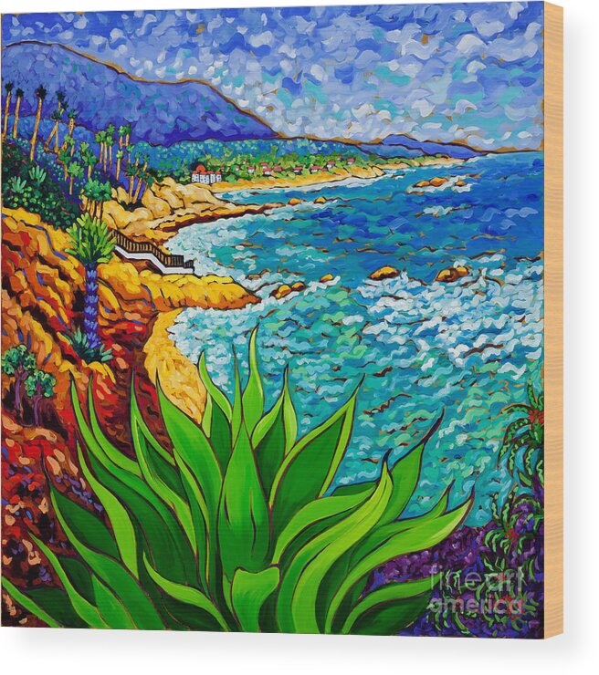 Laguna Beach Wood Print featuring the painting Laguna Agave by Cathy Carey