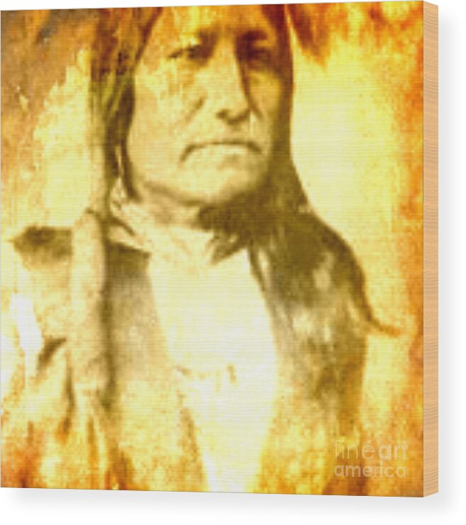 American Indian Wood Print featuring the digital art Lakota Chief Sitting Bull by Steven Pipella