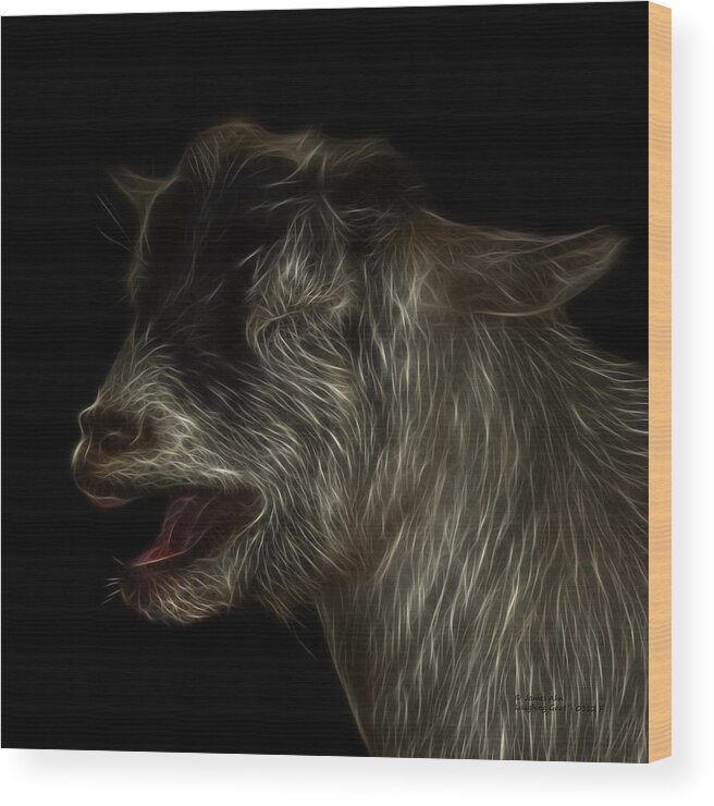 Goat Wood Print featuring the digital art Laughing Goat - 0312 F by James Ahn