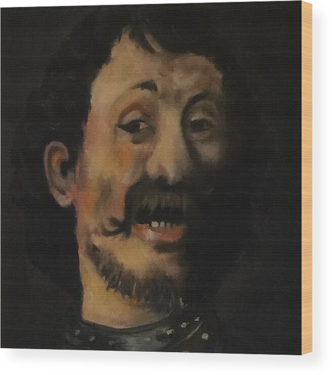 Art Wood Print featuring the painting Laughing Man by Ryszard Ludynia