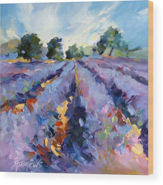 Provence Wood Print featuring the painting Lavender Blues by Rae Andrews