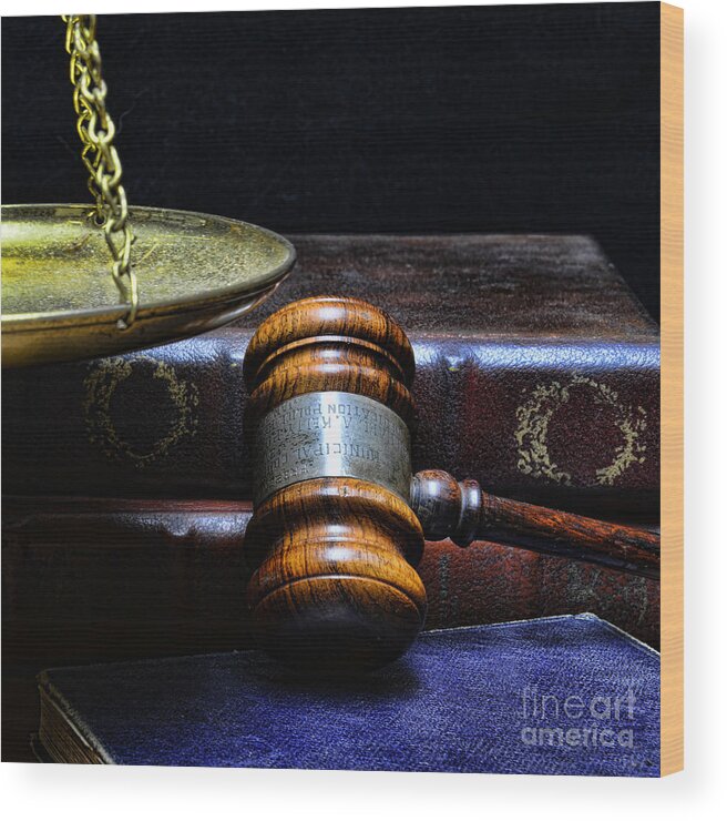 Paul Ward Wood Print featuring the photograph Lawyer - Books of Justice by Paul Ward