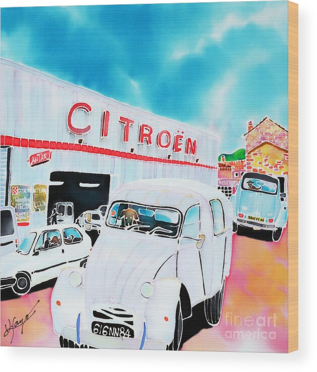 Car Wood Print featuring the painting Le garage by Hisayo OHTA