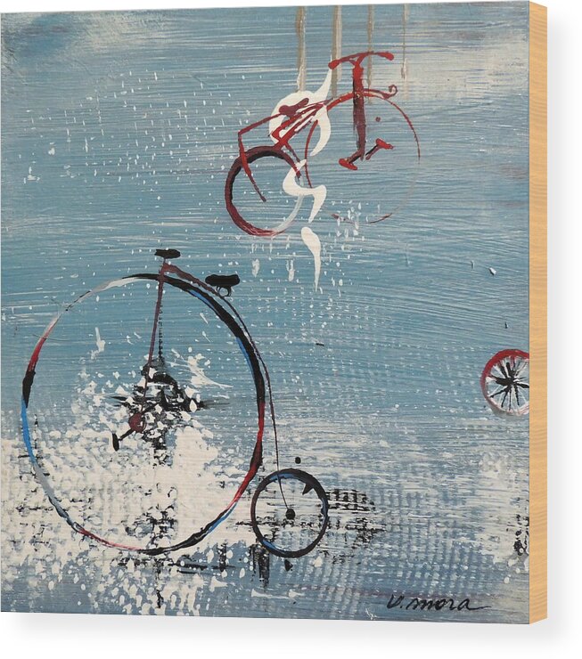 Bicycle Wood Print featuring the painting Let's Ride II by Vivian Mora