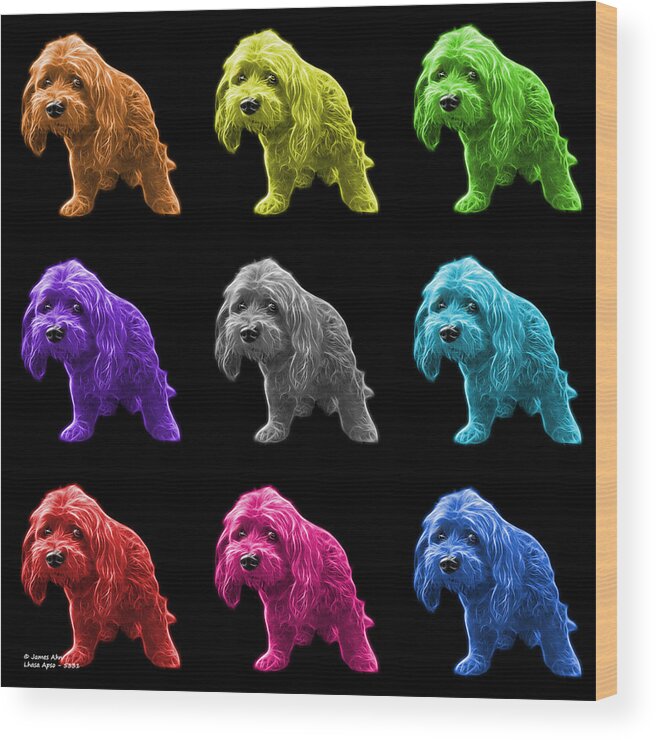 Lhasa Apso Wood Print featuring the painting Lhasa Apso Pop Art - 5331 - bb - M by James Ahn