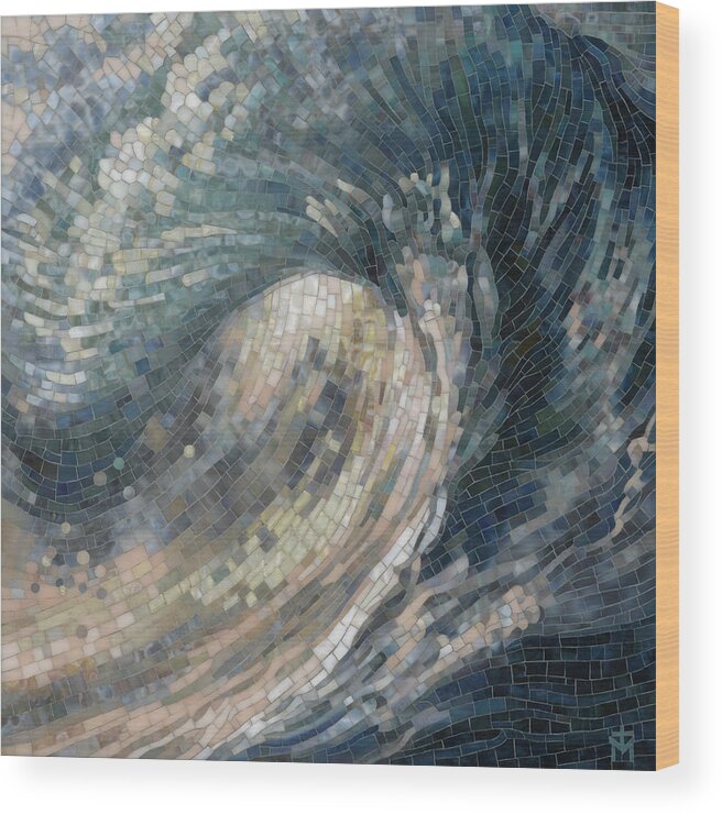 Glass Mosaic Wood Print featuring the painting Light Wave by Mia Tavonatti
