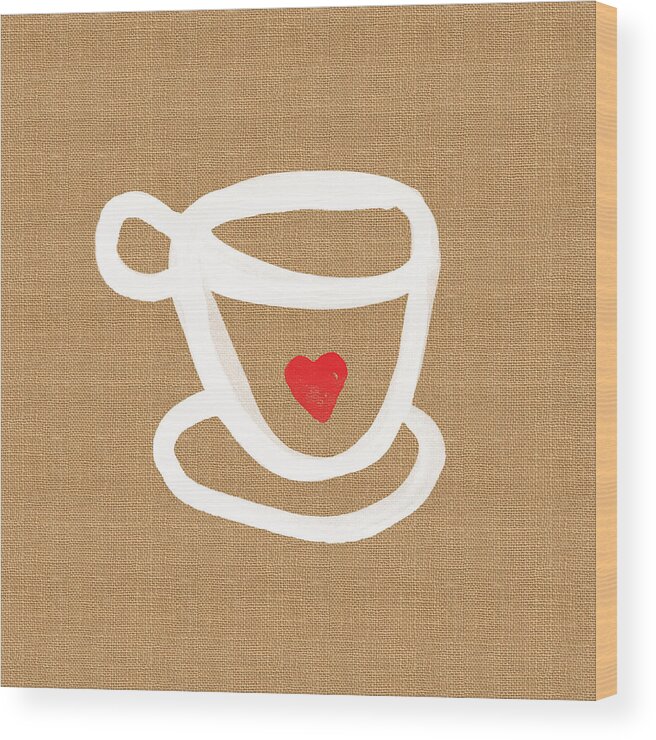 Teacup Wood Print featuring the painting Little Cup of Love by Linda Woods