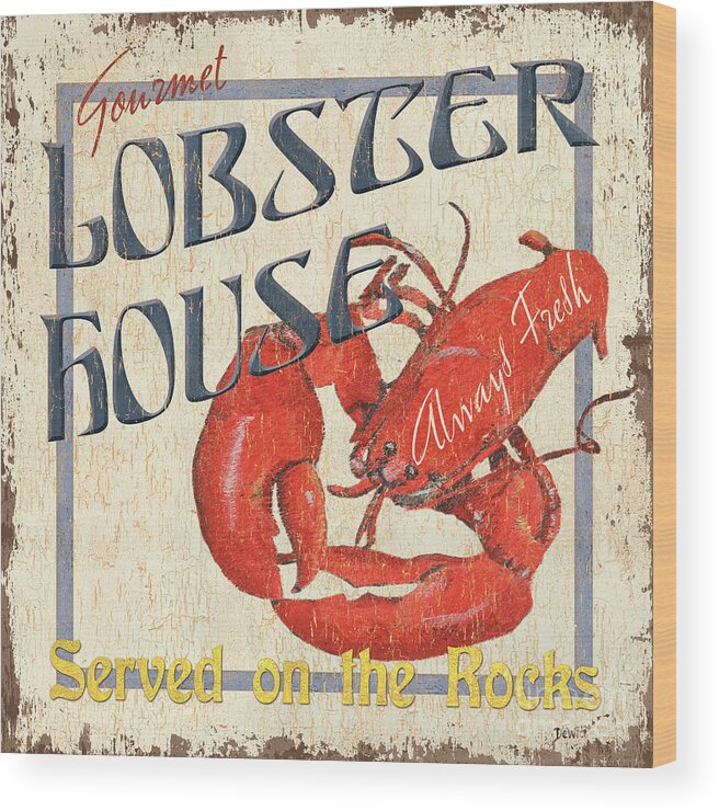 Lobster Wood Print featuring the painting Lobster House by Debbie DeWitt