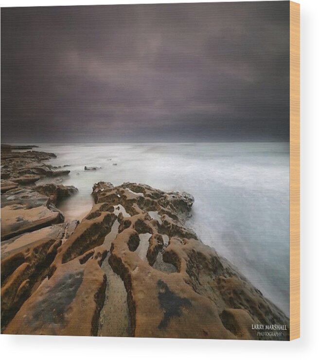  Wood Print featuring the photograph Long Exposure Sunset On A Dark Stormy by Larry Marshall