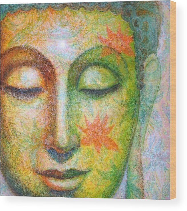 Buddha Wood Print featuring the painting Lotus Meditation Buddha by Sue Halstenberg