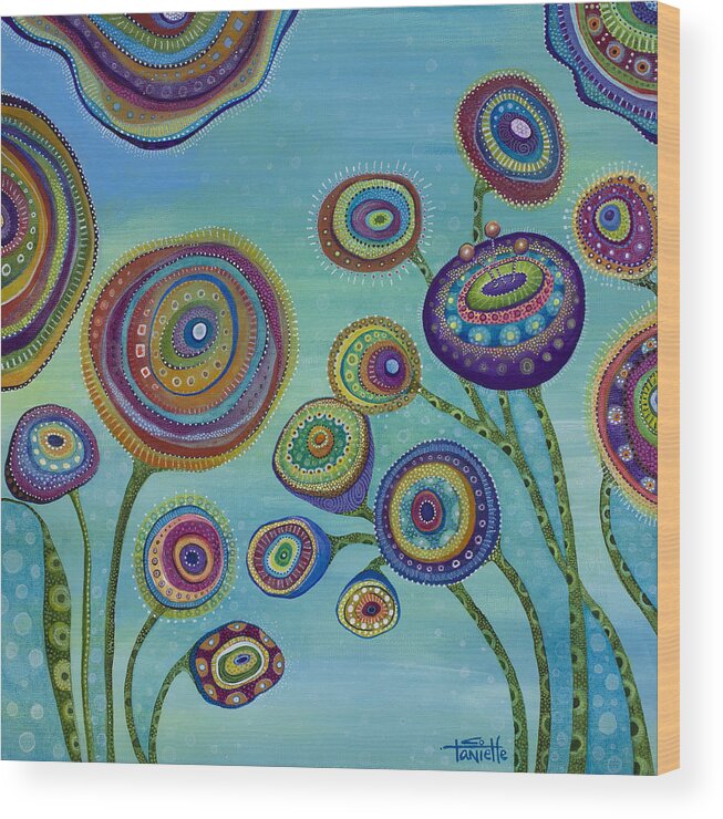 Flower Wood Print featuring the painting Love and Light by Tanielle Childers