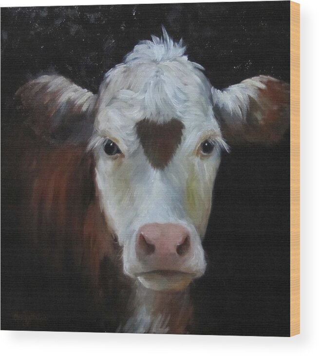 Cow Print Wood Print featuring the painting Love Love Me Do by Cheri Wollenberg