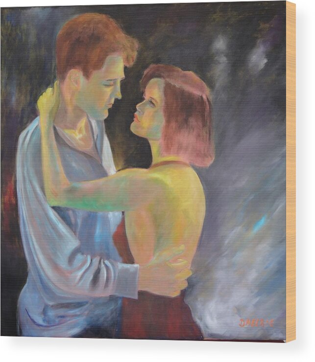 Loveaffair Original Oilpainting Wood Print featuring the painting Loveaffair by Dagmar Helbig