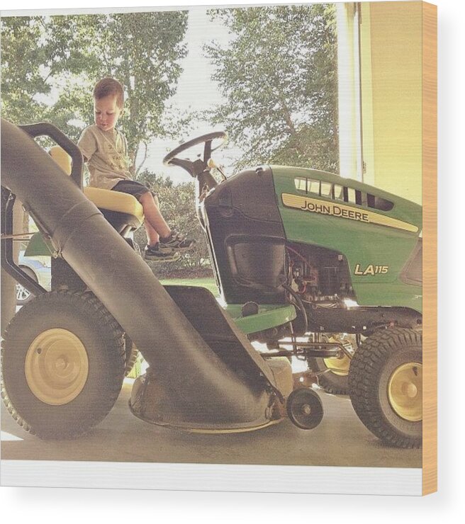  Wood Print featuring the photograph Loves His Daddy's Tractor!!! 💚🚜 by Valerie Rice