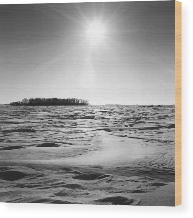 Bare Wood Print featuring the photograph Low Sun over Snow Covered Prairie - North Dakota by Donald Erickson