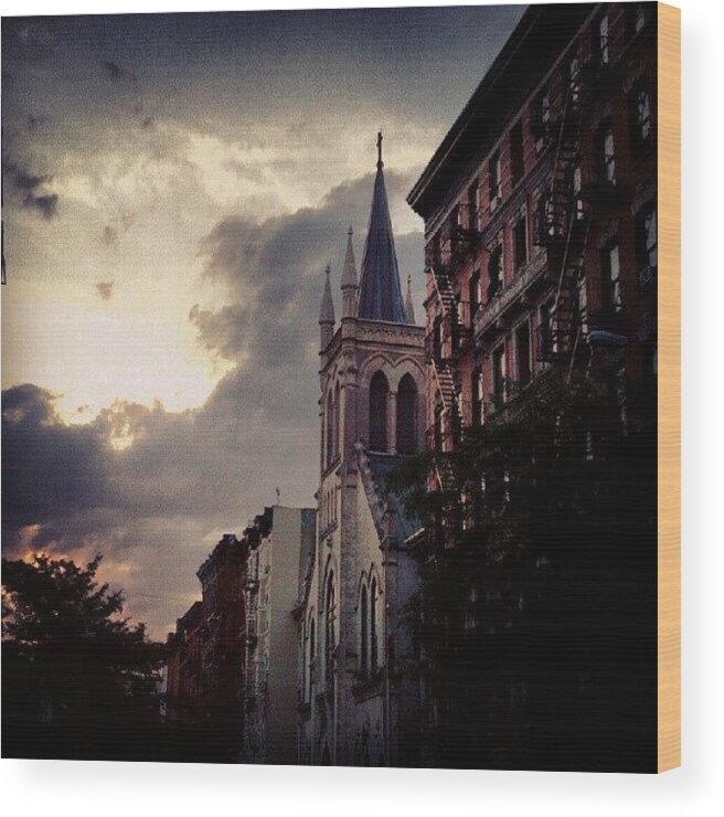 Clouds Wood Print featuring the photograph Lower East Side Sundown by Rachel Waters