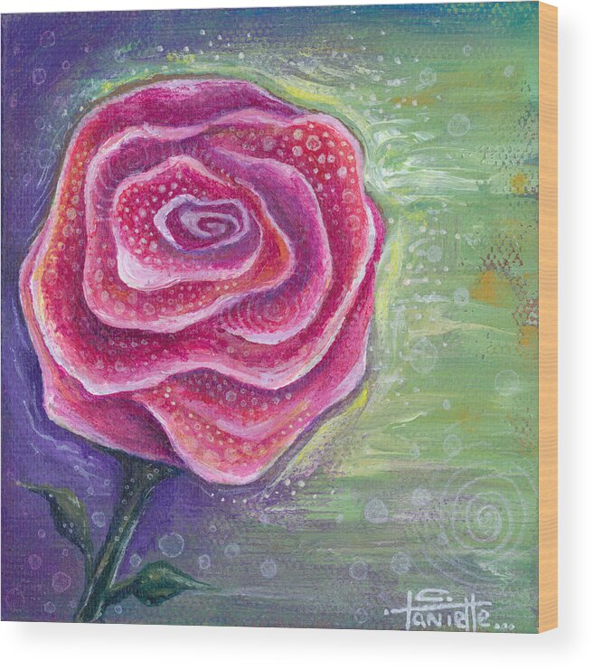 Rose Wood Print featuring the painting Lucky in Love by Tanielle Childers
