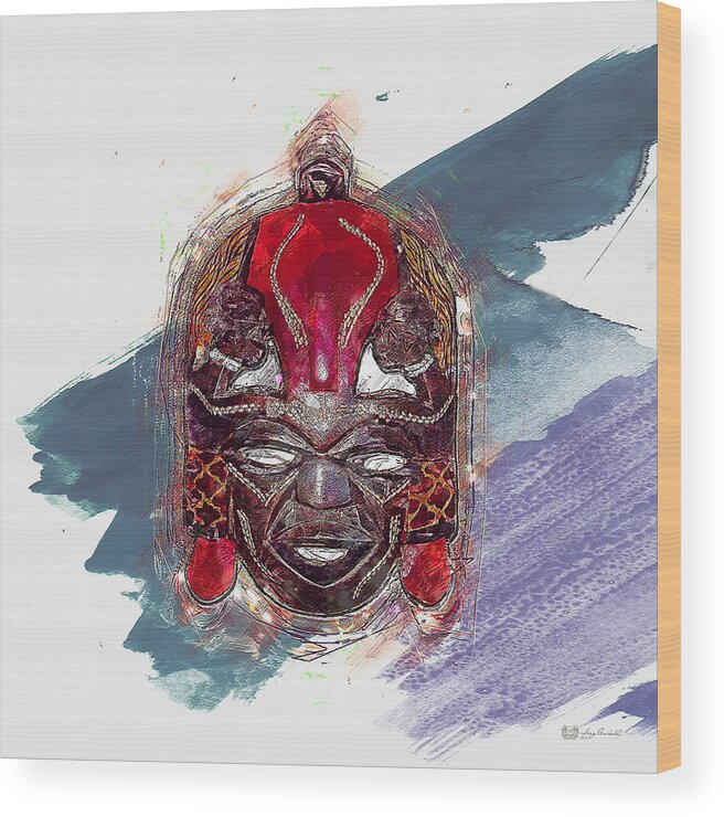'treasures Of Africa' Collection By Serge Averbukh Wood Print featuring the digital art Maasai Mask - The Rain God Ngai by Serge Averbukh