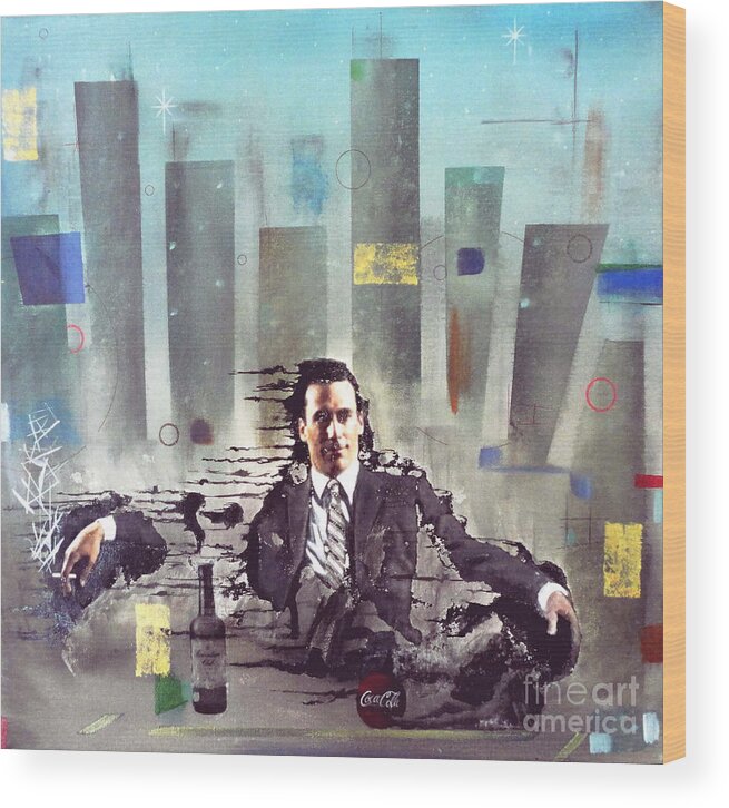 Mad Men Wood Print featuring the painting Mad Men Disintegration of Don Draper by John Lyes