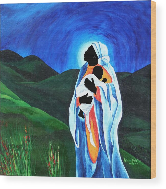 Female Wood Print featuring the painting Madonna And Child Hope For The World by Patricia Brintle