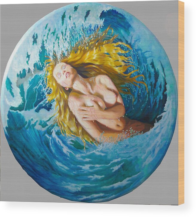 Nude Figure Wood Print featuring the painting Maelstrom by RC Bailey