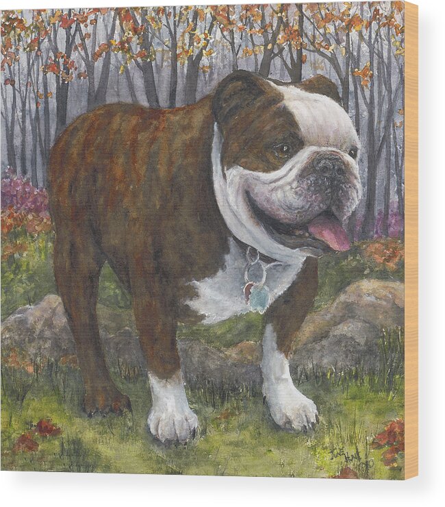 Pet Wood Print featuring the painting Maggie by June Hunt