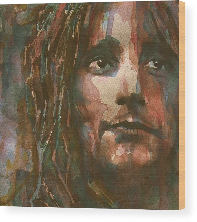 Rod Stewart Wood Print featuring the painting Maggie May by Paul Lovering