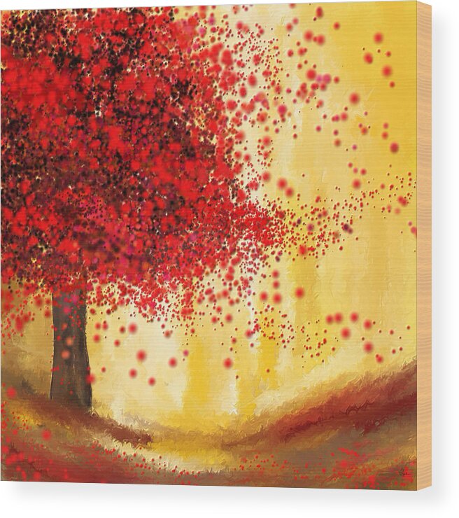 Four Seasons Wood Print featuring the painting Majestic Autumn - Impressionist Painting by Lourry Legarde