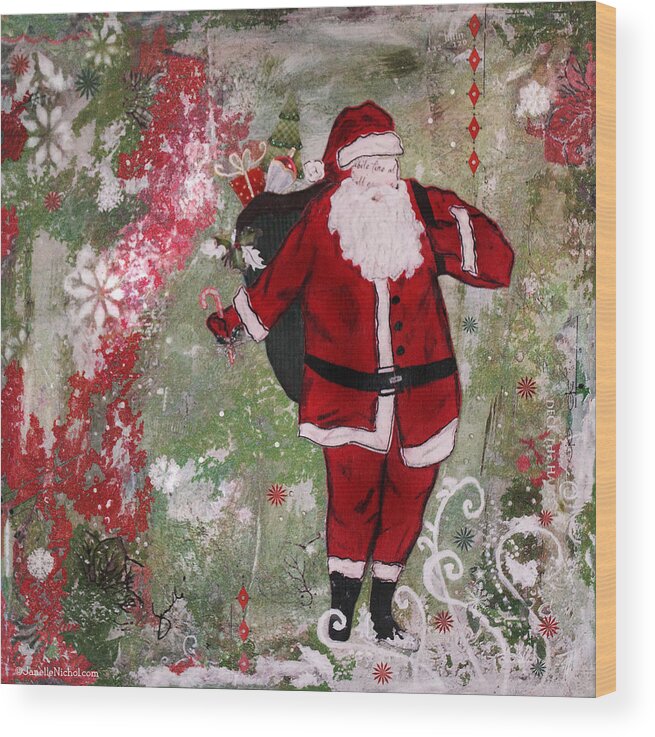 Christmas Wood Print featuring the mixed media Making Spirits Bright by Janelle Nichol