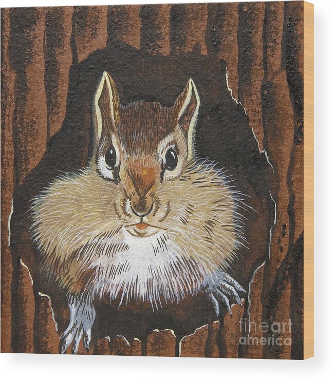 Chipmunk Wood Print featuring the painting Manty by Jennifer Lake