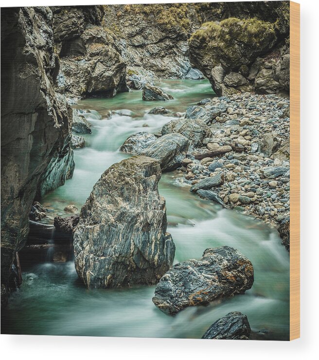 Scenics Wood Print featuring the photograph Marble Stones In A Mountain River by 5ugarless