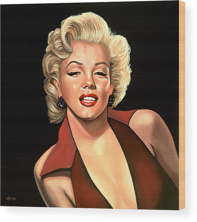 Marilyn Monroe Wood Print featuring the painting Marilyn Monroe 4 by Paul Meijering