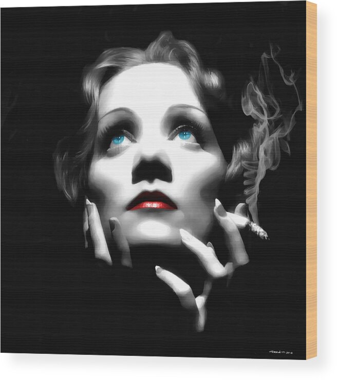 Marlene Dietrich Wood Print featuring the digital art Marlene Dietrich Portrait by Gabriel T Toro