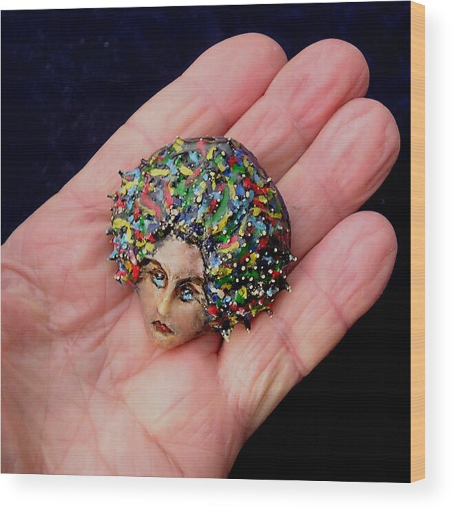 Cameo Wood Print featuring the sculpture Medusa Cameo I by Roger Swezey